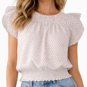 Express Cream & Gold Dotted Blouse Women's Size XS